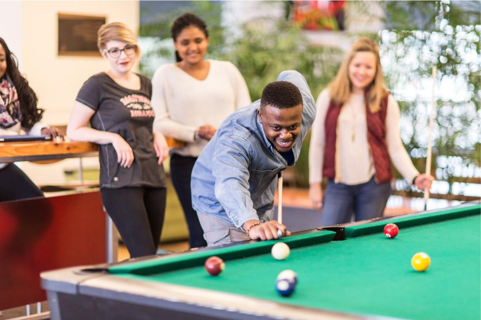 Campbell Student Union features a comfortable campus living room, space to eat and study, foosball and pool tables, a theatre, student ar...